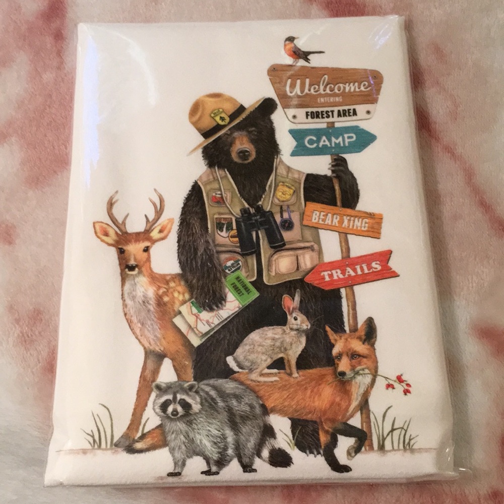 Forest Animals Flour Sack Kitchen Towel 30X30” NWT